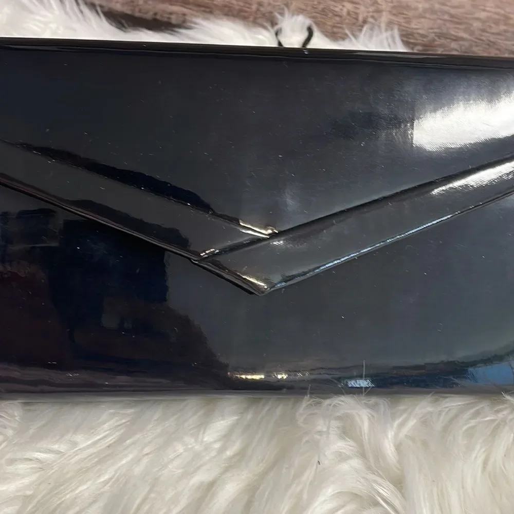 Vintage Black Patent Leather Like Shoulder Bag
